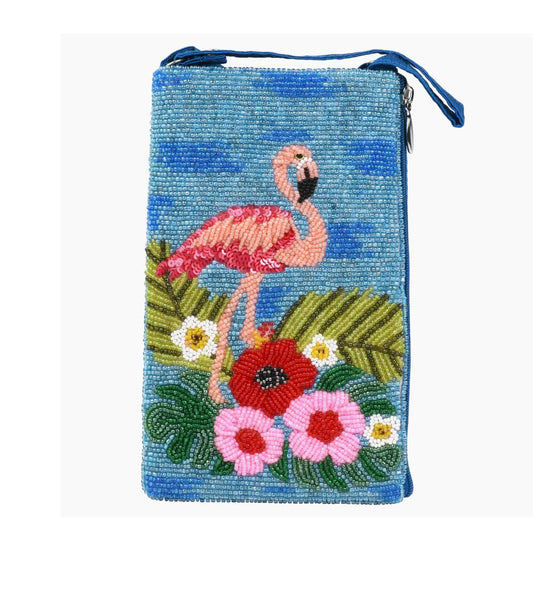 Hand beaded cell phone bag.