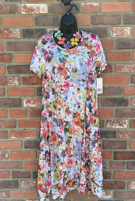 Summer print travel crinkle dress